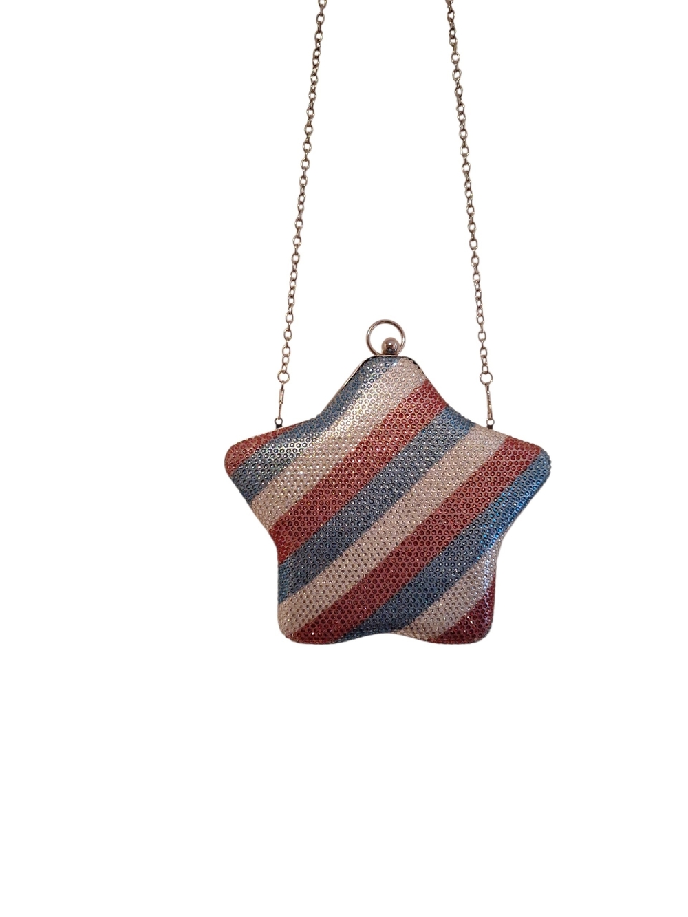 Star-Shaped Sequin Crossbody Bag in Red, Blue & White